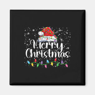 God jul Ljus Red Santa Hat Julafton Familj M Magnet