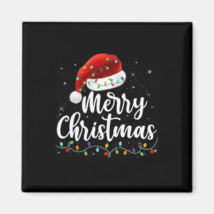 God jul Ljus Red Santa Hat Julafton Familj M Magnet