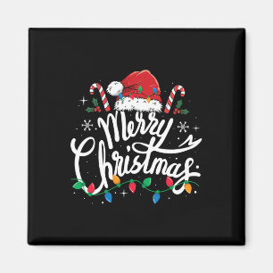 God jul Ljus Red Santa Hat Julafton Familj M Magnet