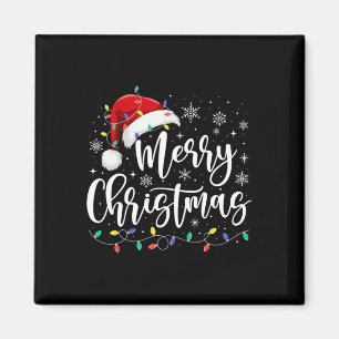 God jul Ljus Red Santa Hat Julafton Familj M Magnet