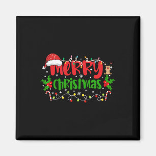 God jul Ljus Red Santa Hat Julafton Familj M Magnet