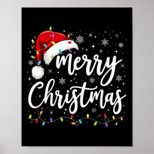 God jul Ljus Red Santa Hat Julafton Familj M Poster