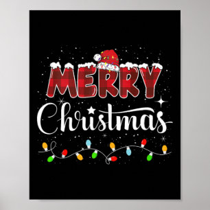 God jul Ljus Red Santa Hat Julafton Familj M Poster