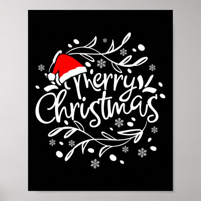 God jul Ljus Red Santa Hat Julafton Familj M Poster (Framsidan)