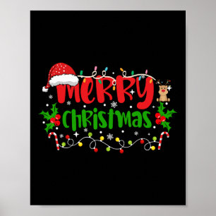 God jul Ljus Red Santa Hat Julafton Familj M Poster
