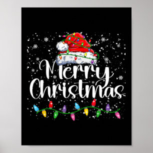 God jul Ljus Red Santa Hat Julafton Familj M Poster