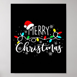 God jul Ljus Red Santa Hat Julafton Familj M Poster