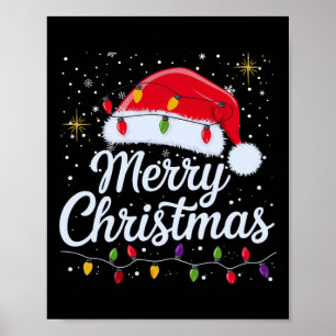 God jul Ljus Red Santa Hat Julafton Familj M Poster