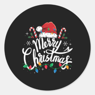 God jul Ljus Red Santa Hat Julafton Familj M Runt Klistermärke