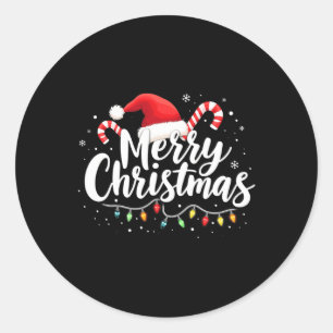 God jul Ljus Red Santa Hat Julafton Familj M Runt Klistermärke