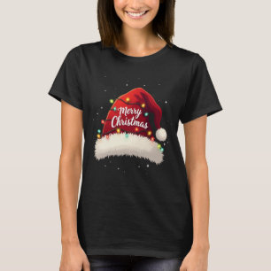 God jul Ljus Red Santa Hat Julafton Familj M T Shirt