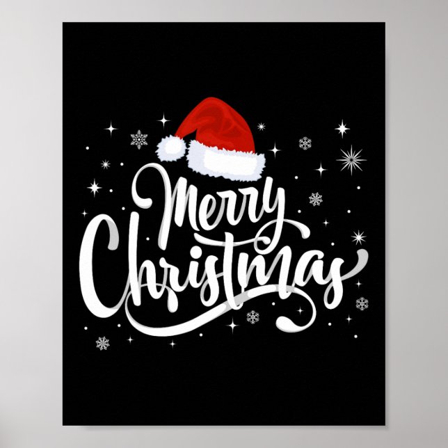 God jul Ljus Red Santa Hat Julafton-familjen Poster (Framsidan)