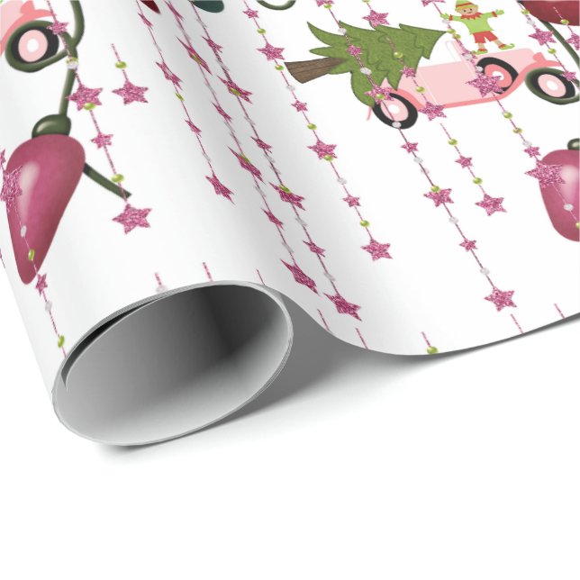 God jul Ljus Rosa  Car Wrapping Papper Presentpapper (Rullad Hörn)