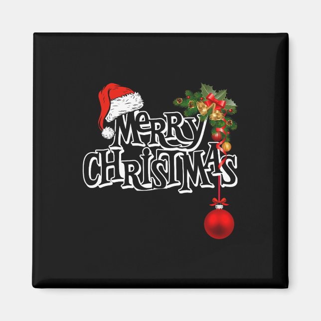 God jul Ljus Santa Hat Julafton Family Manar W Magnet (Framsidan)