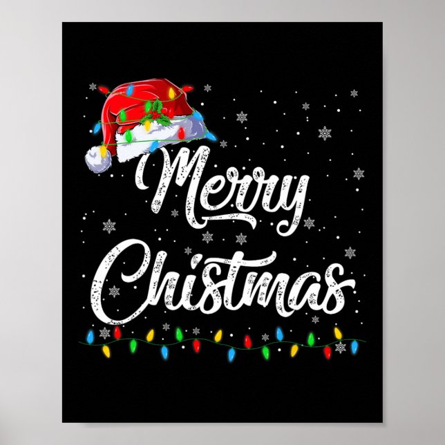 God jul Ljus Santa Hat Julafton Family Manar W Poster (Framsidan)