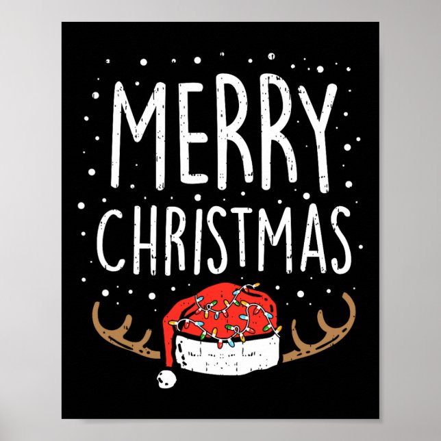 God jul Ljus Santa Hat Julafton Family Manar W Poster (Framsidan)