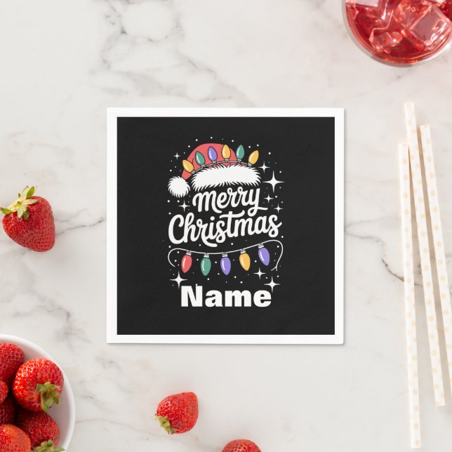 God jul Ljus Santa Hat Personlig Gift Pappersservett (Insitu)