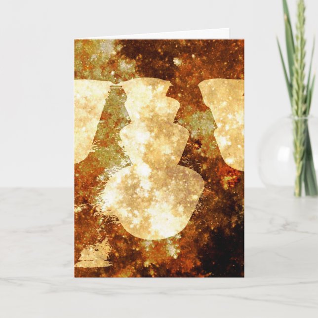 God jul Ljus Starry Night Brown Guld Helgkort (Framsida)