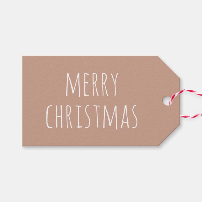 God Jul | Ljus Terrakotta Söt Minimalistisk Presentetikett (Framsidan (Horizontal))
