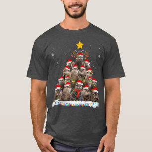God jul Ljus Träd Otter Santa Dekoration, Otter Sa T Shirt
