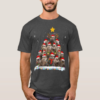 God jul Ljus Träd Otter Santa Dekoration, Otter Sa T Shirt