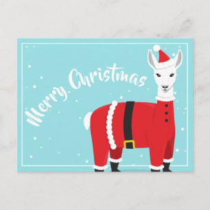 God jul Llama Animal Santa Vykort