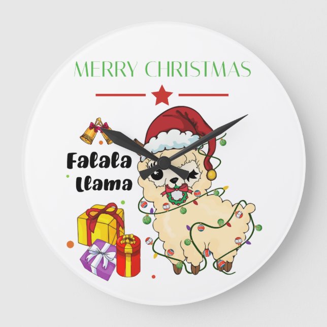 God Jul Llama Large Clock Stor Klocka (Framsida)