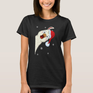 God jul Llama med Santa Hat Snö Julafton Lla T Shirt