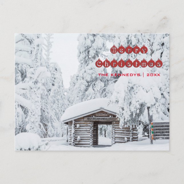 God Jul - Log Cabin-Entré i Finland Helg Vykort (Framsida)