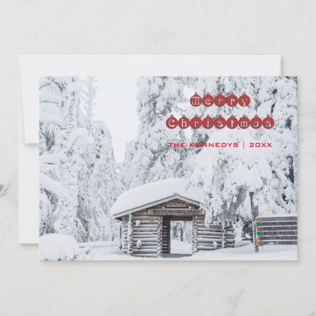 God Jul - Log Cabin-Entré i Finland Julkort (Framsida)