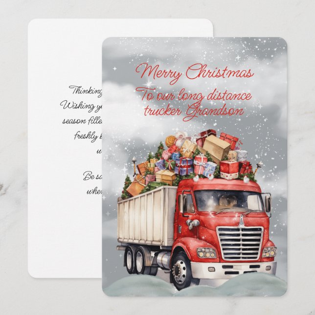 God jul Long Avstånd Trucker Grandson (Fram/baksida)