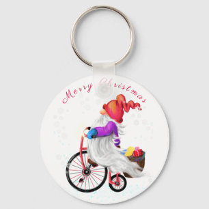 God jul - Lönnblomma med bike och gåvor Nyckelring