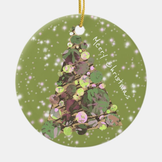 God jul Löv Abstrakt Träd Helgdag-kort Julgransprydnad Keramik (Framsidan)