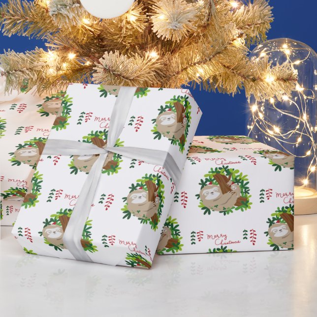 God Jul Lövbisyta Mönster Inpackningspapper Presentpapper (Helgdagar)