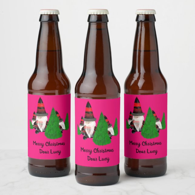God jul, Lusnodvarfs personalize Ölflaska Etikett (Flaskor)