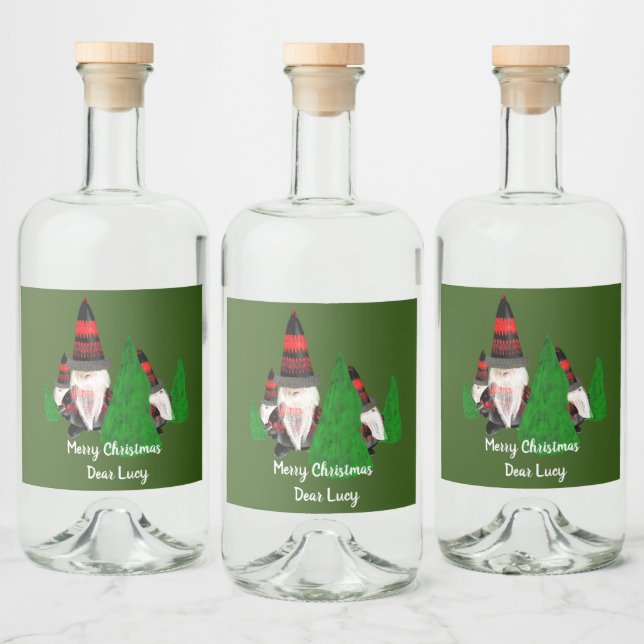 God jul, Lusnodvarfs personalize Spritflaskor Etikett (Flaskor)