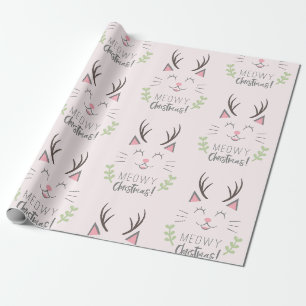 God jul Lusnykatt med Antlers Mönster Presentpapper