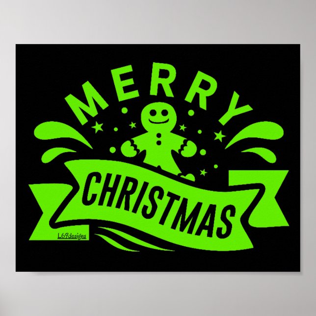 GOD JUL lustig pepparkaksgubbe Poster (Framsidan)
