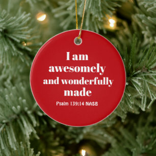 God jul Lycklig Affirmation Red Christian Julgransprydnad Keramik