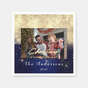 God jul Lycklig-år Guld-Glitter-fotoflottan Pappersservett