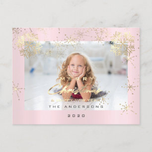 God jul Lycklig-året Guld Snö Rosa Foto Vykort