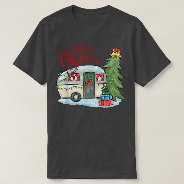 God jul Lycklig Camper Funny Camping Life Fa T Shirt (Design framsida)
