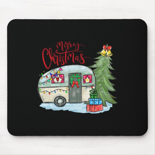 God jul Lycklig Camper Roligt Camping Life Fami  Musmatta (Framsidan)