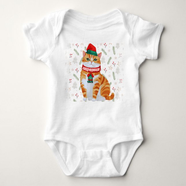 God jul Lycklig Cat Bodydress - Unik design T Shirt (Framsida)