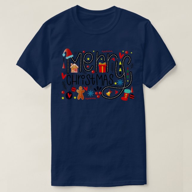 God jul Lycklig-familjen Julafton T Shirt (Design framsida)