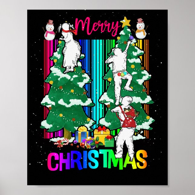 God jul Lycklig-familjen Julafton Träd Firande Poster (Framsidan)