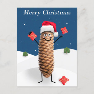 God jul Lycklig Gräs Cone i Santa Hat Helg Vykort