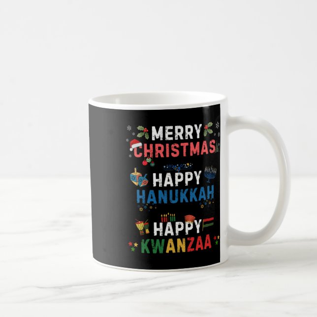 God jul Lycklig Hanukkah Lycklig Kwanzaa 10 Kaffemugg (Höger)