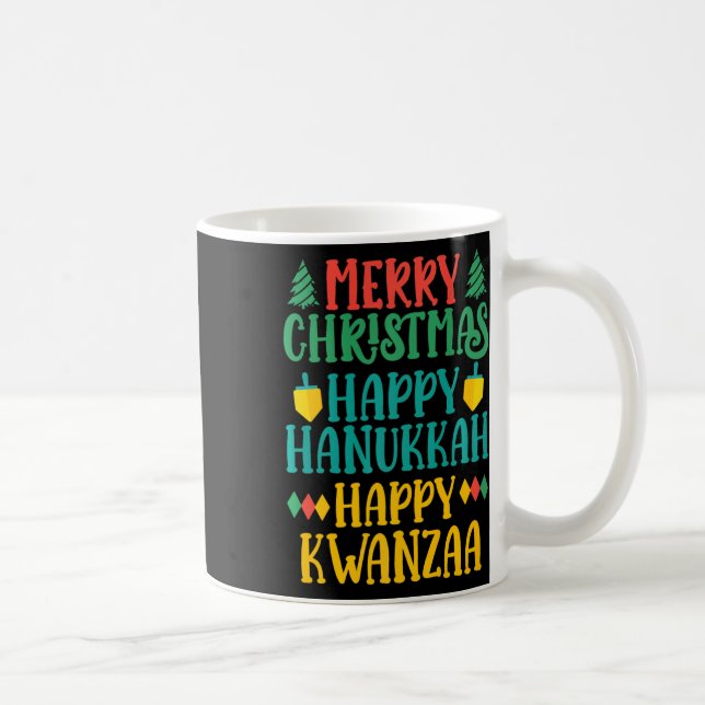 God jul Lycklig Hanukkah Lycklig Kwanzaa 11 Kaffemugg (Höger)