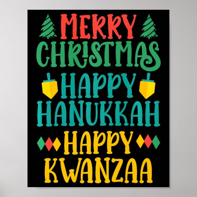 God jul Lycklig Hanukkah Lycklig Kwanzaa 11 Poster (Framsidan)